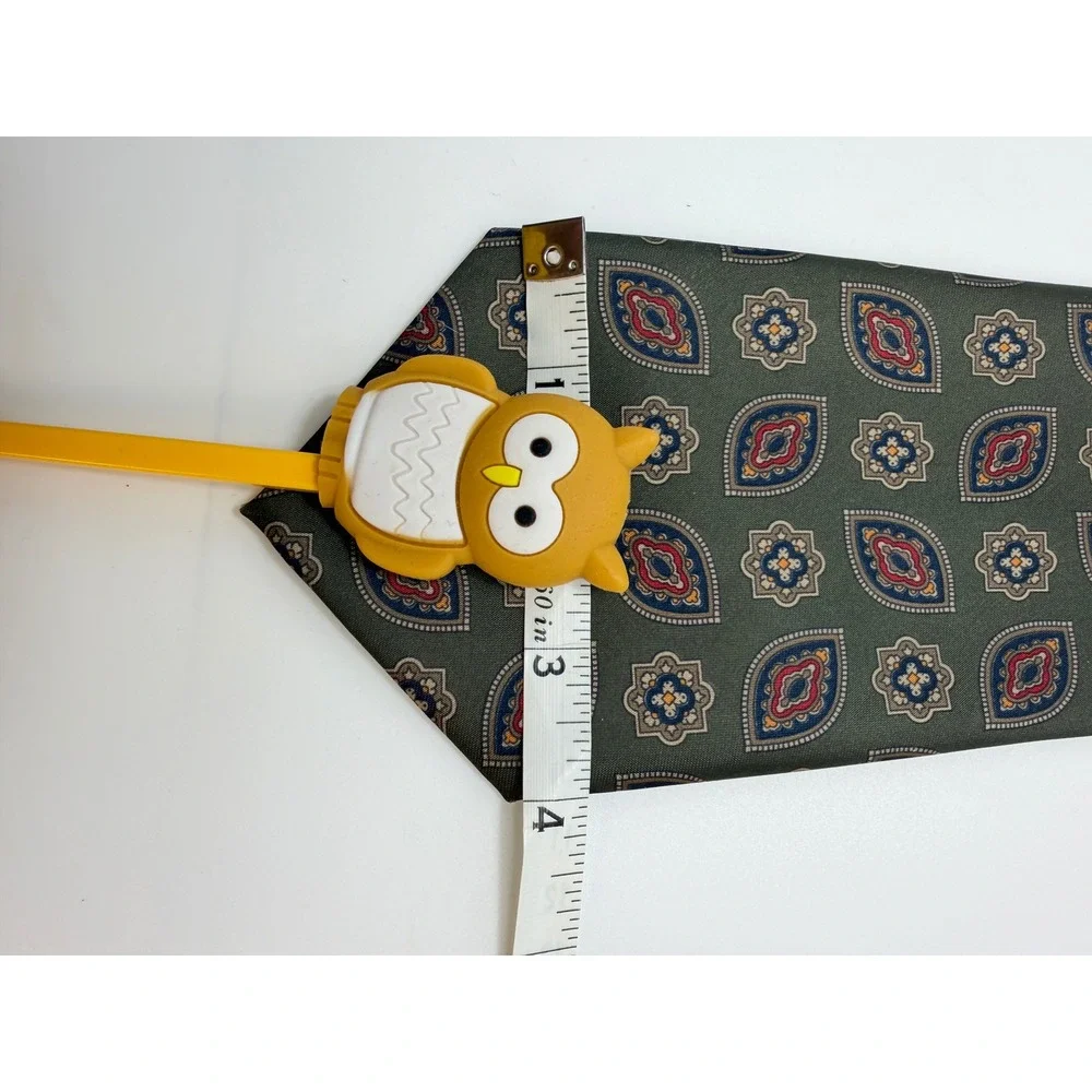 Oz Hatemoglu Mens Silk Tie Olive Green Geometric Medallion Hand Made Bursa 57in